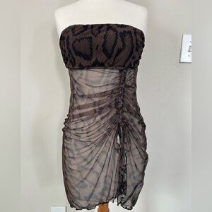 Surf Gypsy Strapless Brown and Black Swim Coverup. New